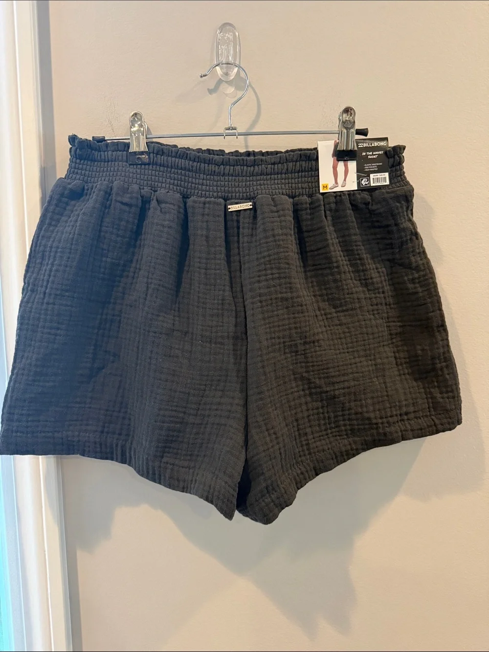 Billabong Black High-Waist Textured Pull-On Shorts gauze shorts